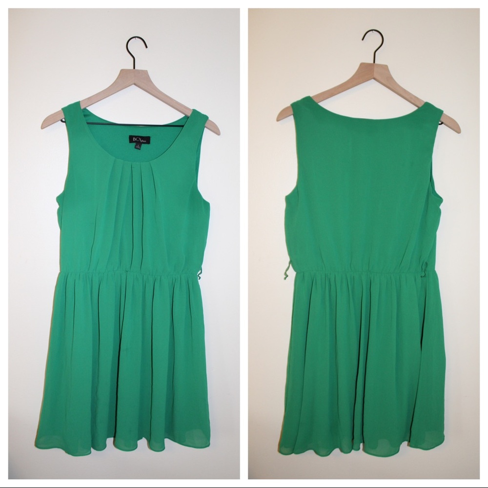 Large green sleeveless dress